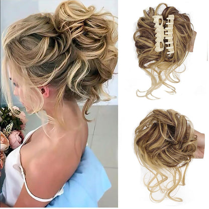 ✨ Messy Bun Hair Piece Wavy Curly Chignon Ponytail Treska do codziennego noszenia✨