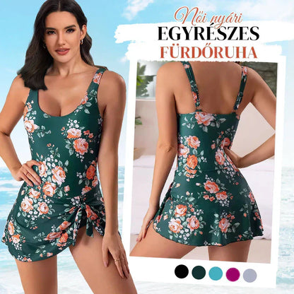 🔥👙 Női hasformáló masnis fürdőruha szoknyával – Teljes takarás és beépített melltartó 🌊🏖️