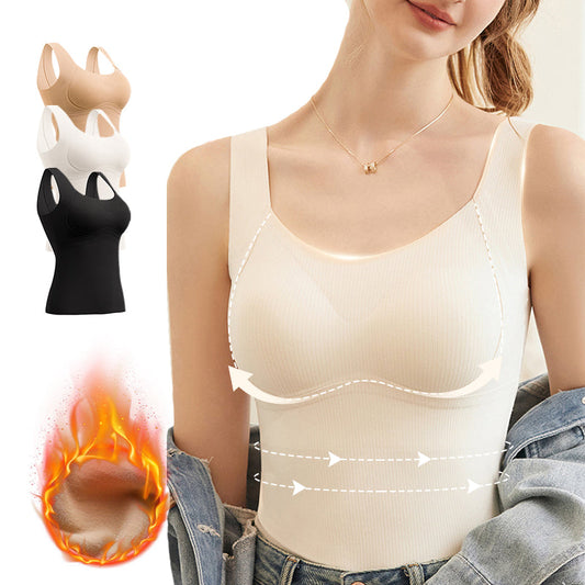 💖  Pożegnaj Zimno i Warstwy Ubrań!🧣Długi, Ocieplany Top z Wbudowanym Biustonoszem – Dwa w Jednym!