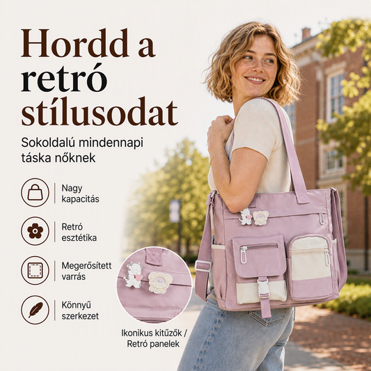 👜 Nagy kapacitású, többzsebes vászon bevásárlótáska