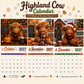 🐮Humoros 2027-es Highland Cow falinaptár, A4-es méret, eredeti fali dekoráció 🗓️✨