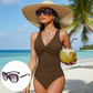 ☀️50% kedvezmény🏖️ Női, derékvonalat kiemelő egyrészes fürdőruha 🩱