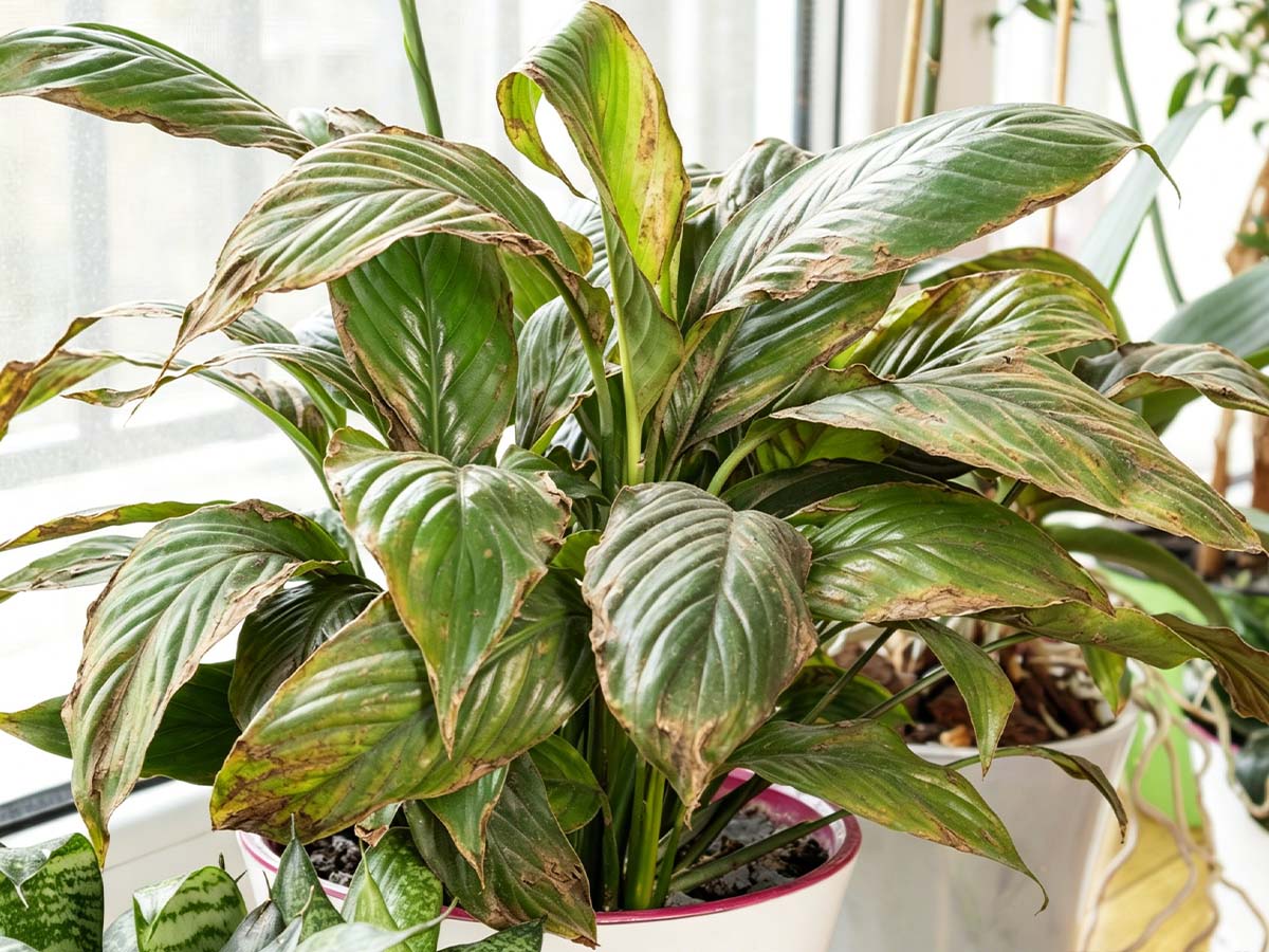 Plant before with yellowing leaves