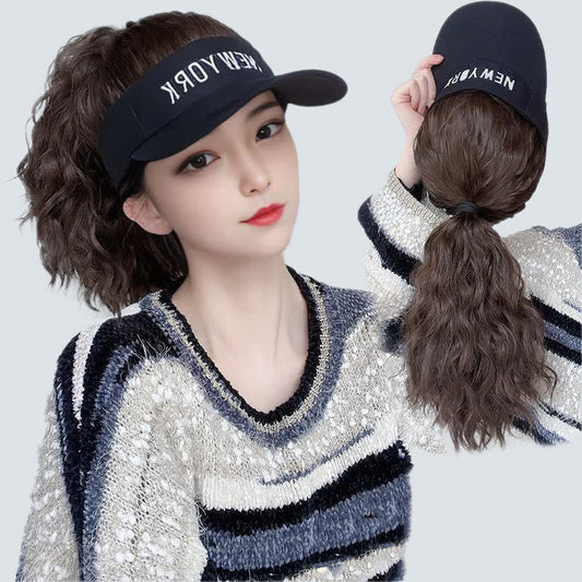 🌟The air-permeable hat with wig integrated sunshade🕶️Two-in-one hat, change freely!