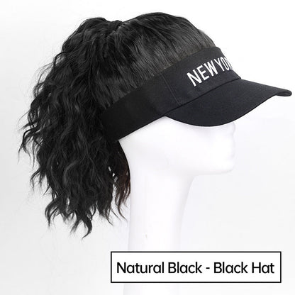 🌟The air-permeable hat with wig integrated sunshade🕶️Two-in-one hat, change freely!