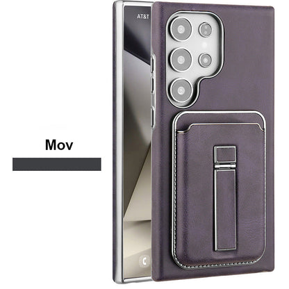 Samsung S23-S25 Oryginalne skórzane etui na telefon Magnetyczne etui na karty + Ukryta podstawka