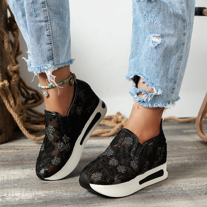 Damskie buty casualowe z oddychającej siateczki z grubą podeszwą