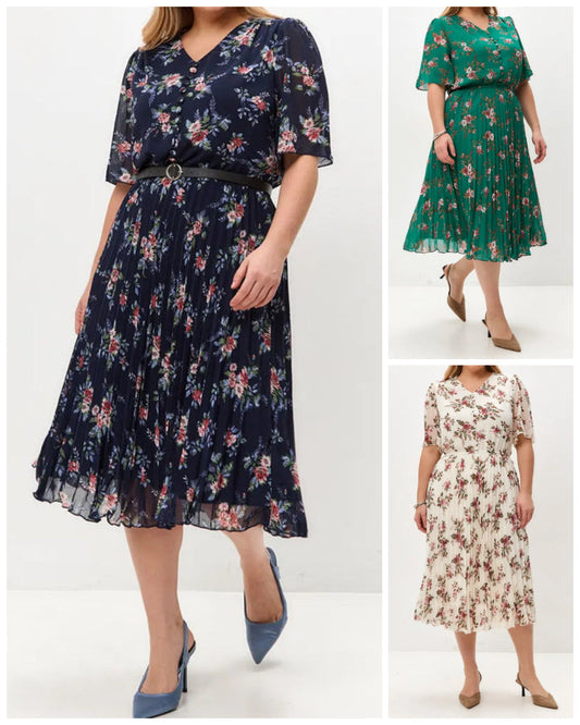 💃Elegancka szyfonowa plisowana spódnica w kwiaty
