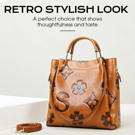 Wytłaczana torba kubełkowa o dużej pojemności w stylu vintage