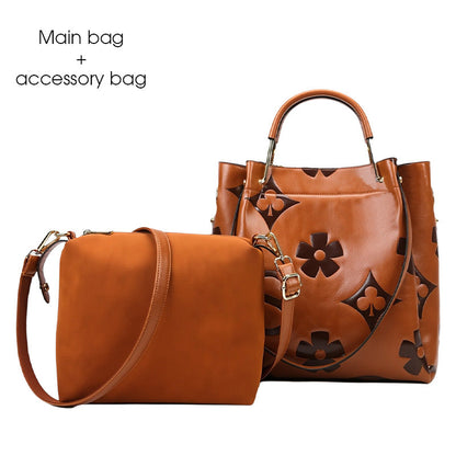 Wytłaczana torba kubełkowa o dużej pojemności w stylu vintage