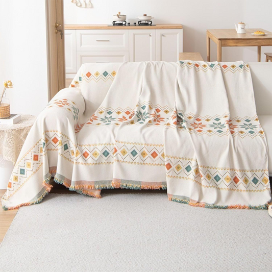 🏡Odwracalny pokrowiec na sofę Boho z frędzlami