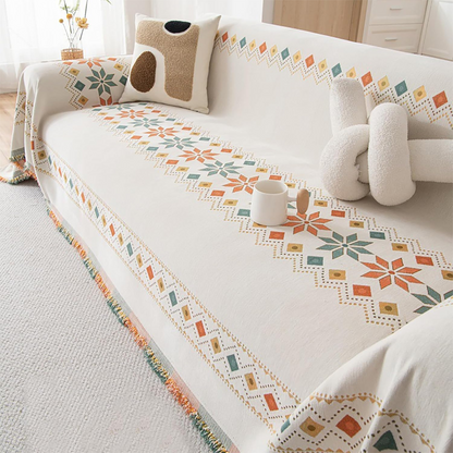 🏡Odwracalny pokrowiec na sofę Boho z frędzlami