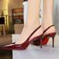👠50% kedvezmény✨Női lakkozott bőr, hegyes orrú, hátul nyitott tűsarkú cipő