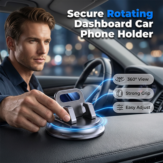 🚗📱 Forgatható műszerfalra szerelhető autós telefon tartó🛡️