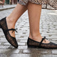 👡Francia stílusú hálós balettcipő masnival – légáteresztő virágmintás háló☁️