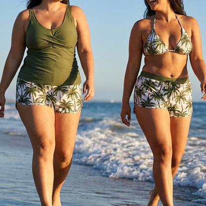 👙Női háromrészes tankini fürdőruha szett rövidnadrággal
