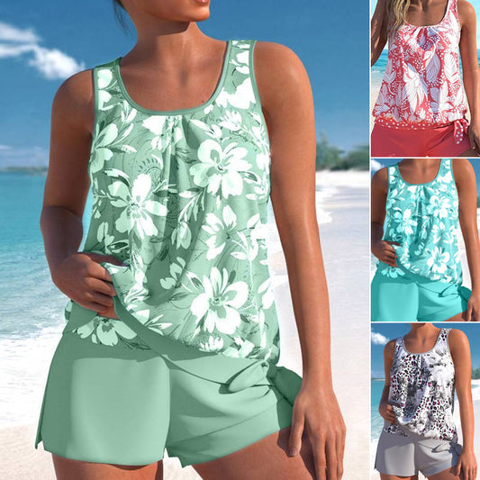 👙 Női virágmintás kétrészes tankini fürdőruha🌸 Romantikus elegancia és önbizalmat adó🌊