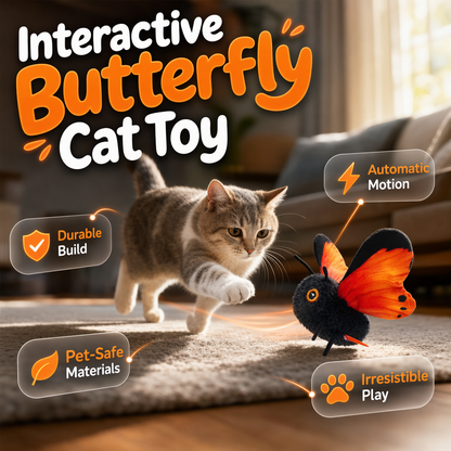 🦋 50% kedvezmény🐱 Mozgásérzékelős Lebegő Macskajáték – Interaktív Rovaros Játékszer
