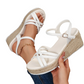 👡Női platform ék szandál szalmafonatos bokapántos nyitott orrú cipő✨