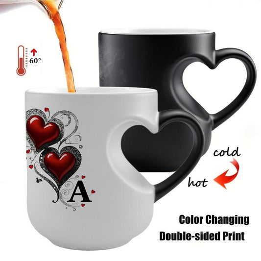 ☕Színváltós kerámia bögre szív alakú füllel ❤️