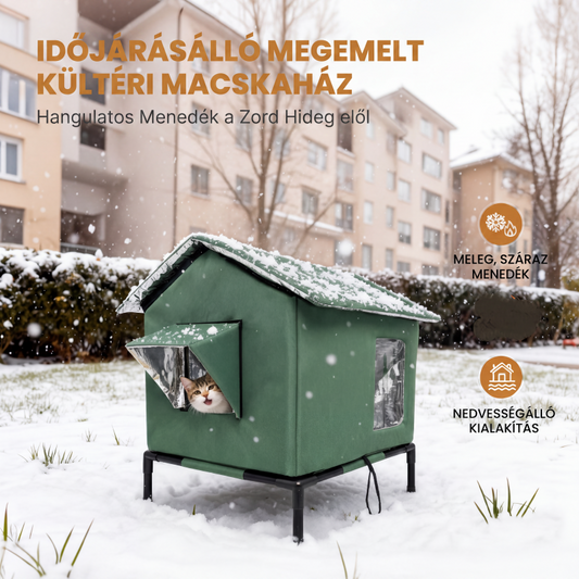 😻 50% kedvezmény🐾Vízálló kültéri macskaház – megemelt, összecsukható és hajtogatható