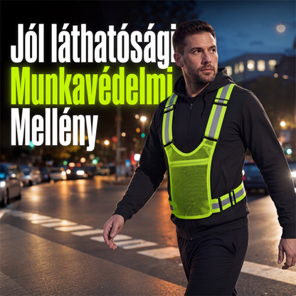 🌟Jól látható fényvisszaverő mellény, állítható biztonsági futófelszerelés zsebbel🔥