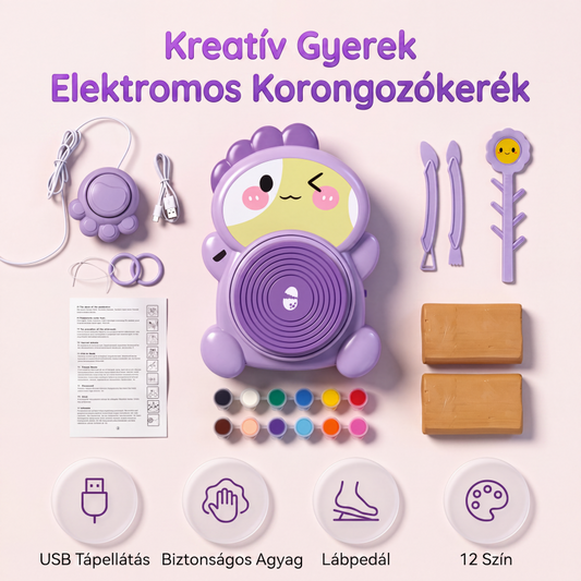 🏺Gyermekeknek szánt elektromos fazekaskorong, DIY agyagkészítő készlet