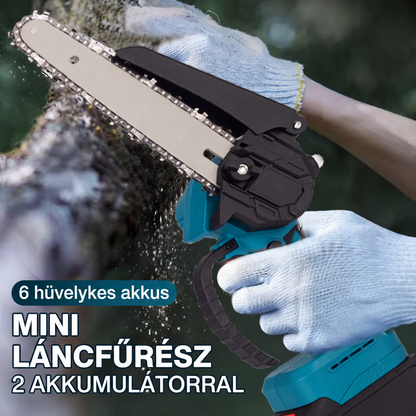 🪓6 hüvelykes akkumulátoros mini láncfűrész 2 akkumulátorral