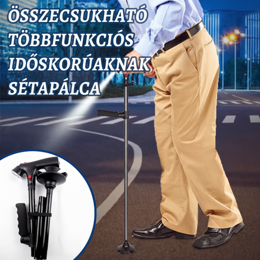 🦯LED-es világítással ellátott összecsukható mankó, kifejezetten idősek számára tervezve