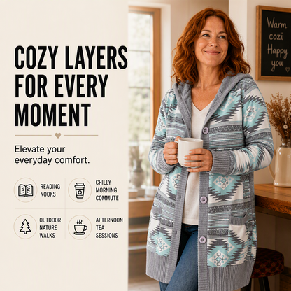 🧣 Plüssbéléses kapucnis női kötött kardigán