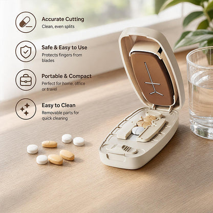 💊1+1 ingyen👵Hordozható tablettavágó – Praktikus, precíz vágás gyógyszerekhez