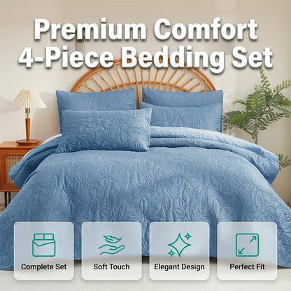 Solid Color 100% Cotton Bedding 4-Piece Set