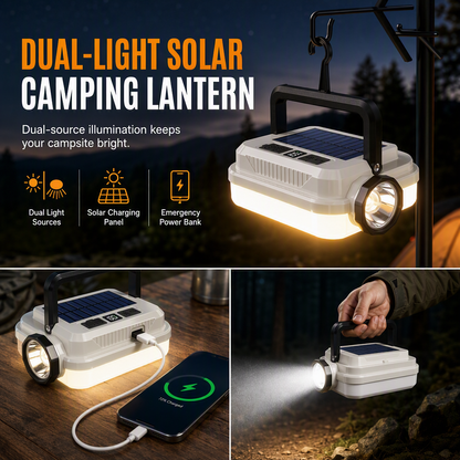 ⛺💡Kétfényű napelemes kempinglámpa | Világítsd meg a kempinghelyedet és töltsd fel a telefonodat