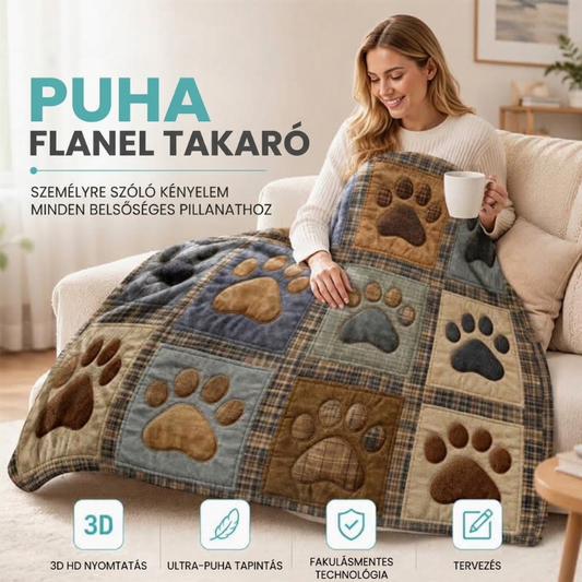 🐾 50% kedvezmény☁️Cuki mancsnyomatos puha flanel takaró – Aranyos minta, extra puha
