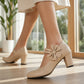 👠Női elegáns, vastag sarkú cipők masnis pánttal
