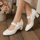 👠Női elegáns, vastag sarkú cipők masnis pánttal