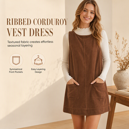 👗Női hétköznapi, ujjatlan kordbársony ruha