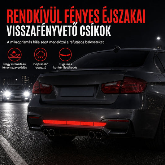 🚗 1+2 ingyen🌙Biztonságosabb éjszakai vezetés – fényvisszaverő csíkok a csomagtérajtón és a hátsó lökhárítón