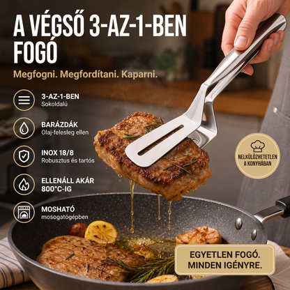 🍳1+1 ingyen🥩 3 az 1-ben rozsdamentes acél fogó