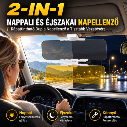 🚗Univerzális HD tükörzavar elleni autó szemellenző nappali és éjszakai használatra