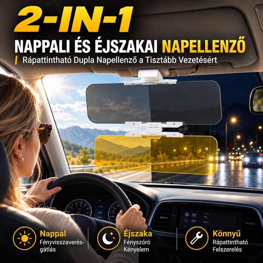 🚗Univerzális HD tükörzavar elleni autó szemellenző nappali és éjszakai használatra