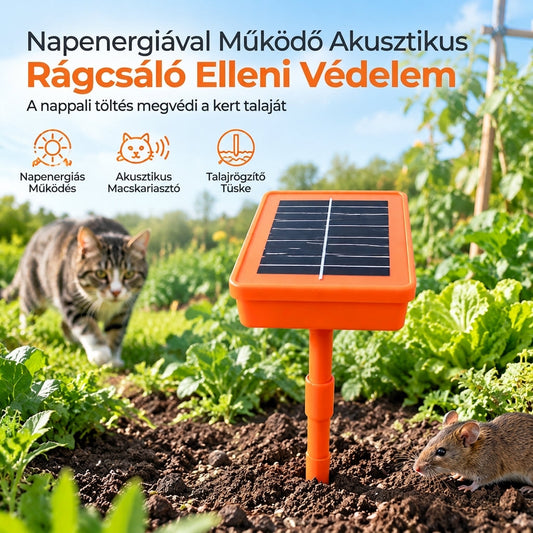 ☀️ Napenergiás rágcsálóriasztó macskanyávogó hanggal
